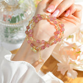 Natural Crystal Strawberry Crystal Double Circle Bracelet - Love & Romance